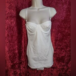 VTG Frederick’s of Hollywood White Bodysuit Shaper Chemise Size Large Coquette